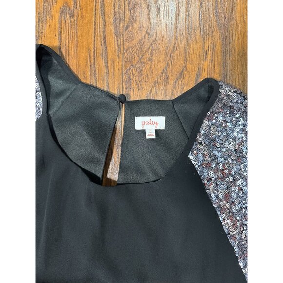 Pixley Womens Size M Sleeveless Black Dress Sequined Shoulders Elegant Classic - Picture 7 of 10